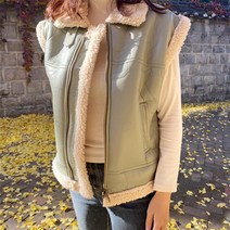 여성 양털 하이넥 버클 무스탕 조끼 베스트 (5color)