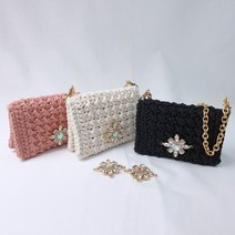 DIY 코바늘 팬던트 블링 카드지갑 패키지 뜨개가방만들기 뜨개질, 9.초코브라운