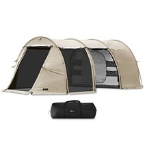 FIELDOOR 4인용 장박용 여름 돔텐트 터널형 투룸 패밀리텐트 620, 라이트 베이지/이너 텐트