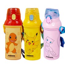 포켓몬스터 원터치 어깨끈 물통 480ml 피카츄 물병 어린이 유아 아동 어린이집 유치원 초등학생 소풍준비물, 원터치물통-피카츄(578537)