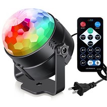 원격 제어 Dj 조명 RGB 디스코 볼 스트로브 램프가있는 사운드 활성화 파티 조명 홈 룸 댄스 파티를위한 7 가지 모드 무대 파 조명 생일 DJ 바 가라오케 크리스마스 웨딩 쇼 클럽 펍, 검은색