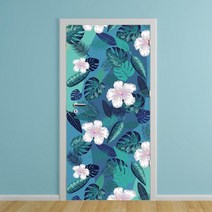 현관문시트지 에어프리_블루 트로피칼 그라데이션, 문구변경 및 사이즈조정(+5000)