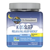 4세 이상 어린이 건강 수면 보조제 Kids Melatonin Free Sleep 가든 오브 라이프 키즈 슬립 60구미