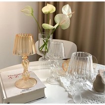 (2종류 2컬러) 로맨틱 유리 촛대 인테리어 소품 감성 캔들 홀더 티라이트, B타입, 샴페인