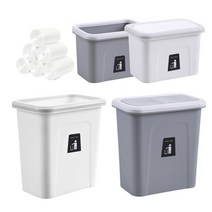 리빙셀렉트 화장실 벽걸이 휴지통 욕실 쓰레기통 브라켓포함, 1개, 뚜껑형 그레이(소)