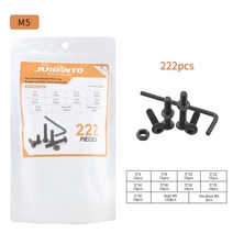 볼트너트 육각 나사 6개/대 M2-M6 볼트 너트 나사 세트 와셔 탄소강 라운드 헤드, 05 M5 222pcs