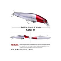 미노우 낚시 미끼 19g 크랭크베이트 미끼 워블러 파이크 쉐이드 태클 1 개, Color B