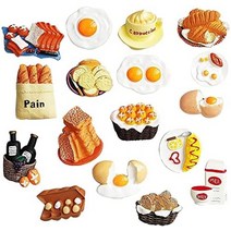 아침 음식 창조적 인 레몬 냉장고 자석 빵 계란 토마토 냉장고 자석 3d 스테레오 자석 스티커 (색상: b 17pcs) 괌 속초 기념품, b 17개