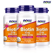 [한국공식총판] 나우푸드 비오틴 10000 120캡슐 3병 (12개월분), 480mg x 120캡슐, 3개