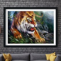 아트미니 보석십자수 맹호도 호랑이 하울링 임인년 검은호랑이 흑호랑이 흑범 흑호, 100x75cm
