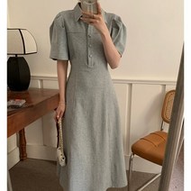 쏭포유 심플 캐주얼 퍼프소매 롱원피스 3color
