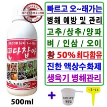 고추 상추 오이 양파 인삼 벼 병 유황 다잡아 500ml+계량컵_식물이름표 set 병해 예방 농작물 병해관리 약 황 50% 안심사용 빠르게 작용 장마철 필수