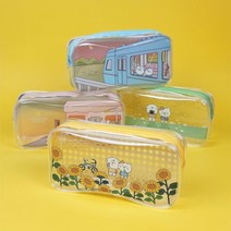 소소일상 투명 다용도 큰 필통 펜 PVC 파우치, 카페, 색상:카페