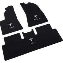 테슬라 모델 3 자동차 바닥 매트 맞춤형 핏 오리지널 공장 디자인 올 블랙 카펫 로고 자수, 3L/W