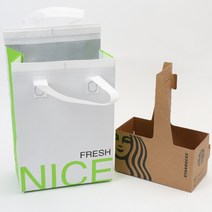텀블러 보온 보냉백 커피 음료 포장 손잡이 은박 쇼핑백