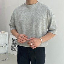남성용 비비드 무지 오버핏 헤비 반팔 티셔츠 (2568)