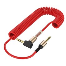 오디오 잭 3.5mm 잭 aux 오디오 케이블 남성 전화 자동차 스피커 mp4 헤드폰 2m 금도금 잭 3.5 스프링 오디오 케이블, 02 Red
