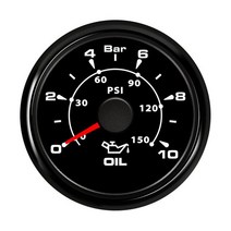 7색 백라이트 자동 해양 오일 압력 게이지 5 Bar 0 ~ 75psi 연료 52mm 범용 트럭 요트 RV 9-32V, Black 0-10Bar_12, 12 Black 0-10Bar