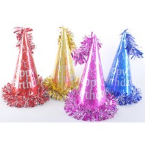 생일 주인공 태슬장식 홀로그램 대형 고깔모자 돌잔치 벌스데이 축하파티 백일, 레드