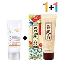 안끈적이는 선 썬 크림 시카 머드 진흙 클렌징폼 -735056NH 물리적, 딜라이트몰 매직마일드선크림 1개_오키나와머드폼 1개