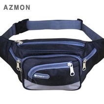AZMON 수납 6포켓 힙색 다용도 웨이스트백 2.5L, 블랙, 370 x 130 x 190mm