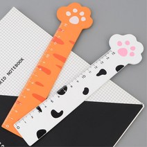 동물 직선자 고양이 캐릭터자 15cm 10개 플라스틱자 문구자 학원 학용품, 오렌지