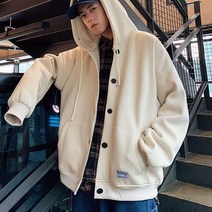 단추 가디건 스타일 남자 점퍼 기모 안감 후드 집업 보세옷후드 룩 남녀공용루즈핏 패션트렌디 남자