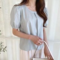 리엘라 하리나 플리츠 반팔 블라우스