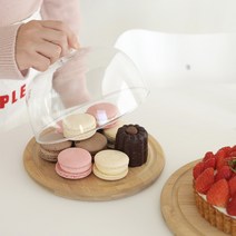 안나 우드 케익 돔 커버 SET (3size), L