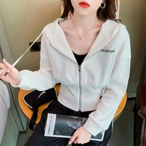 후드집업 허리보정 숏맨투맨 여성 얇은 이니셜 자수가디건 지퍼 탑코트 트렌드 3890451367