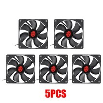 서버컴퓨터 데스크탑 노트북 12cm 3000rpm 팬 냉각 12v pc 케이스 라디에이터 쿨러 120mm 큰 4pin 섀시 워크스테이션 캐비닛 방열판 팬 팬, 5개, 없음, 검은색