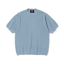 KNITTED 쿨에버 라운드 반팔 니트 티 STONE 블루