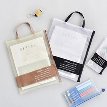 A4 손잡이 오피스 서류파우치 케이스 메쉬 문서 가방 문서철 포켓 보관, 브라운