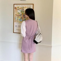 소매 배색 포인트 여성 원피스 봄 하객옷 외출 소개팅