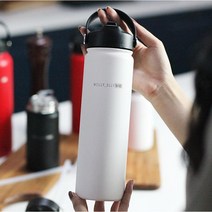 윌리엘리 스텐 빨대텀블러 대용량 미니 보온보냉병 손잡이 콜드컵 보틀 초등학생 어린이 물통, 650ml, 화이트