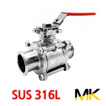 명인코리아 MK 쎄니타리 볼밸브 3P 수동 자동 겸용 2페럴 SUS316L 통시트 (17202), 1개