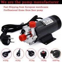 양수기 Homebrew 양조 마그네틱 워터 펌프 MP-15RM 220V 식품 학년 304 스테인레스 스틸 고온 140C 1/2 quotBSPT/NPT, [01] EU plug 220V, [02] NPT Thread