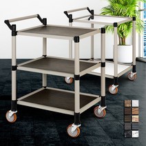 고급형 2단 3단 중 주방 음식카트 식당웨건 다용도 오픈트롤리, 고급형 백마블 2단 중
