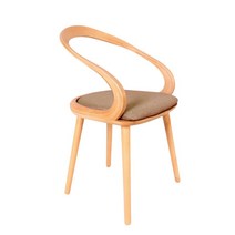 원목 식탁 의자 나무 둥근 체어 다이닝 곡선 등받이, 3. 스트리머체어(통나무+커피코튼린넨)