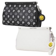 파리게이츠 521C1BG657 여성 스마일 로고 패턴 마그네틱 파우치, 00001 블랙