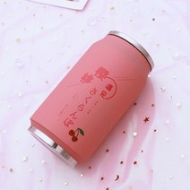 크리에이티브 스테인레스 스틸 일본 주스 캔디 컬러 음료 캔 보온병 휴대용 남여 학생 개성 유행 빨대 컵, 12 L (350ml)_01 350 to 500ml