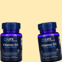 비타민d3 Life Extension 비타민D3 25mcg(1OOOIU) 콜리칼시페롤 비타민D-3 소프트젤 [9O정*2병]