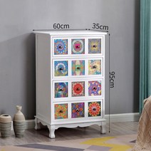 빈티지 지중해 인테리어 원목 거실서랍장 페인팅 거실장, 완제품, 화이트 4단