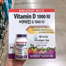 코스트코 즉시출고 웨버네츄럴스 비타민D 1000IU 205mg 250캡슐, 단품, 단품