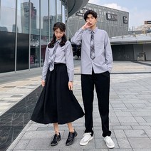 졸업 교복 봄가을 셔츠 스커트 세트 반바지 잉글리시 투피스 커플룩