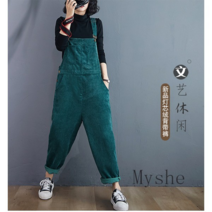 [Myshe]여자 캐주얼 빅사이즈 코듀로이 멜빵 팬츠 LL2 WJ1101