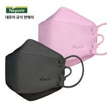 [네퓨어] KF94 프리미엄 끈조절 마스크 60매 컬러 황사 미세먼지 마스크, 프리미엄 진한회색+분홍색 30매씩