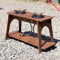 아베나키 2구 원버너스탠드 - 우드 선반 쉘프 트윈 버너거치대 52018, 2단우드쉘프 트윈 원버너거치대