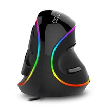 Delux 세로형 마우스 인체공학적 RGB 조명이 있는 마우스 5DPI 조절 가능(800-1200-1600-2400-4000DPI) 버튼 6개 탈착식 손목 받침대 노트북 PC용 광마우스(유선) -15809