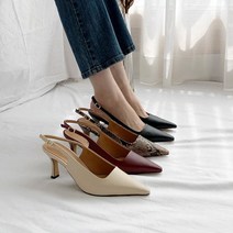 미미코코 / 수제화 소가죽 뾰족코 슬링백힐 하이힐 스틸레토 8cm